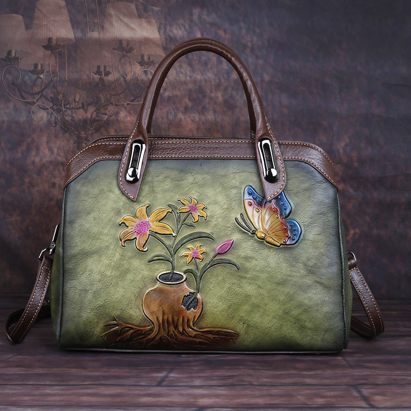 Bolsa de crossbody com relevo retro floral retro