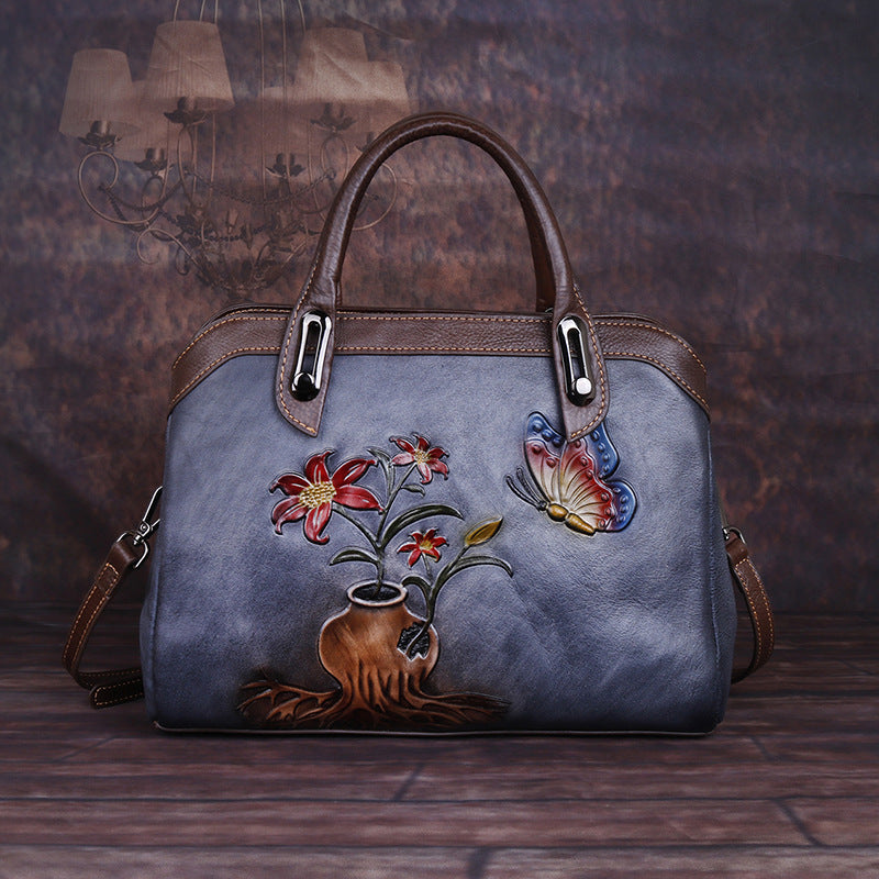 Bolsa de crossbody com relevo retro floral retro