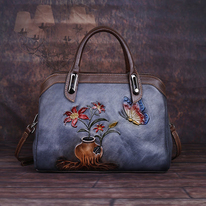 Bolsa de crossbody com relevo retro floral retro