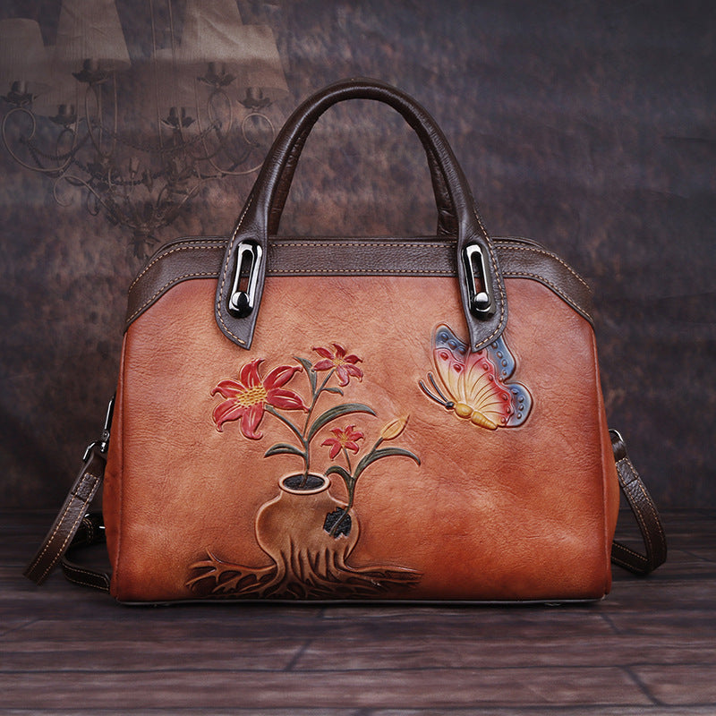 Classy Retro Floral Embossed Crossbody Bag