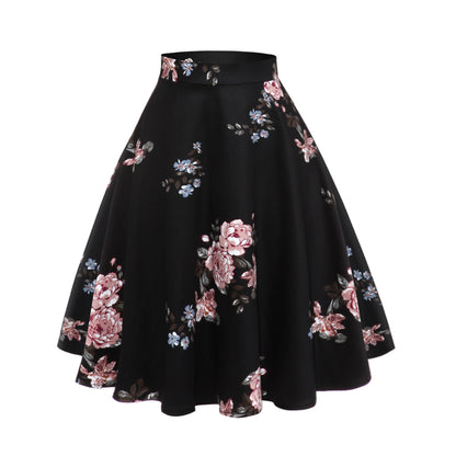 Vintage Printed Elegant Midi Skirt