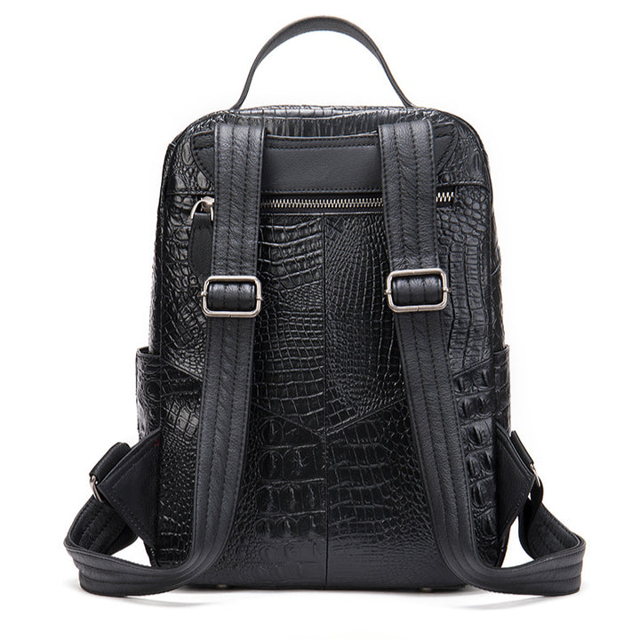 Color-Block Handmade Large-Capacity Leather Backpack