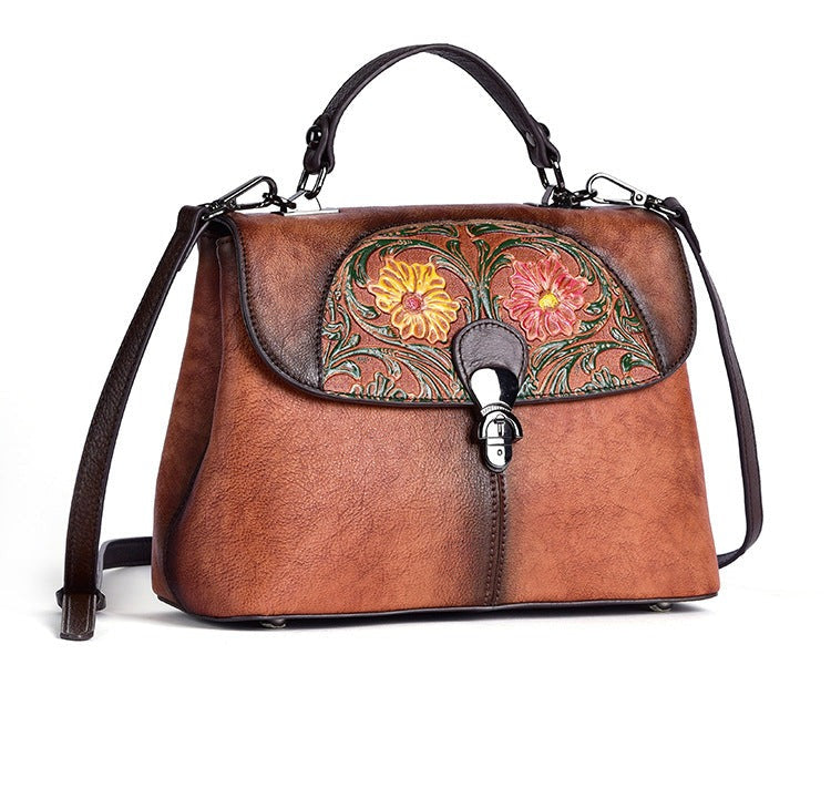 Bolso de mujer de cuero en relieve