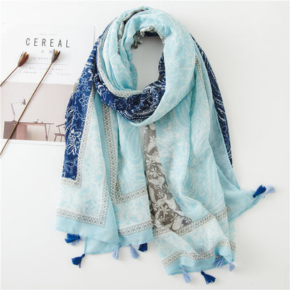 Artsy Bohemian Retro Patchwork Silk Scarf