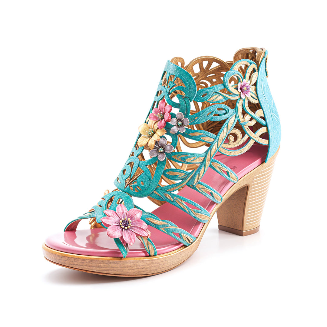 Blooming Vine Romantic Cutout Sandals