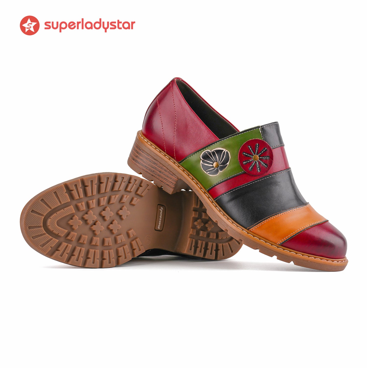 Floral Color-Block Loafers Flats