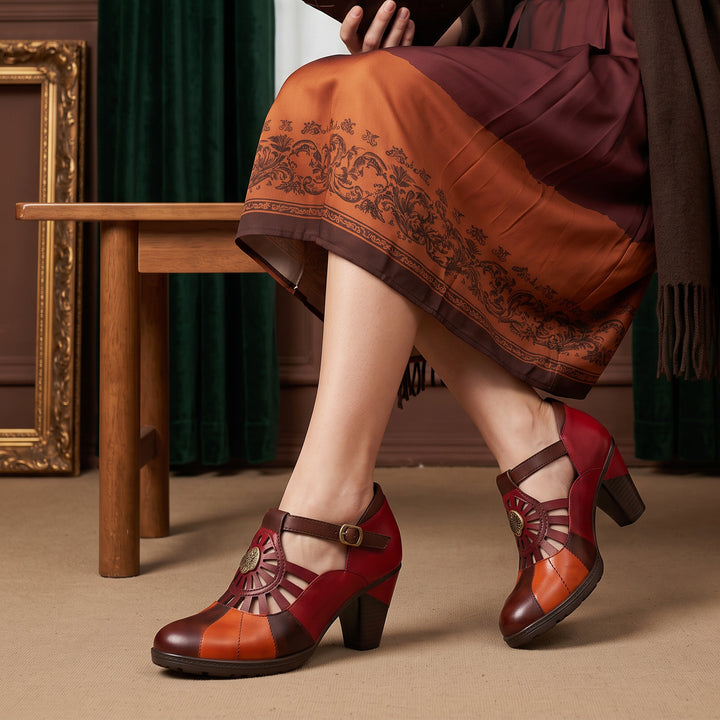 Vintage Leather Grace T-Strap Pumps