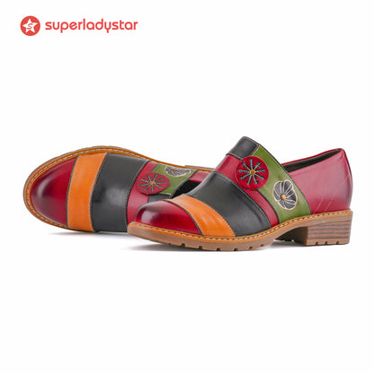 Floral Color-Block Loafers Flats