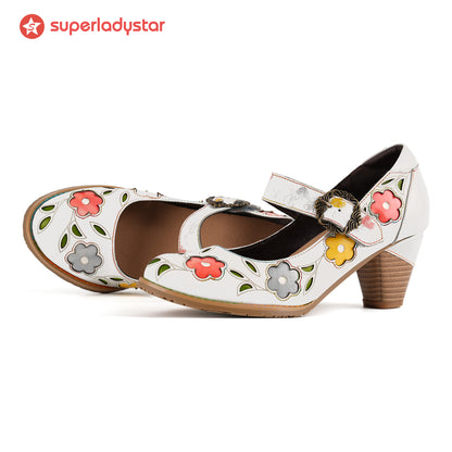 Bombas elegantes de flor retro