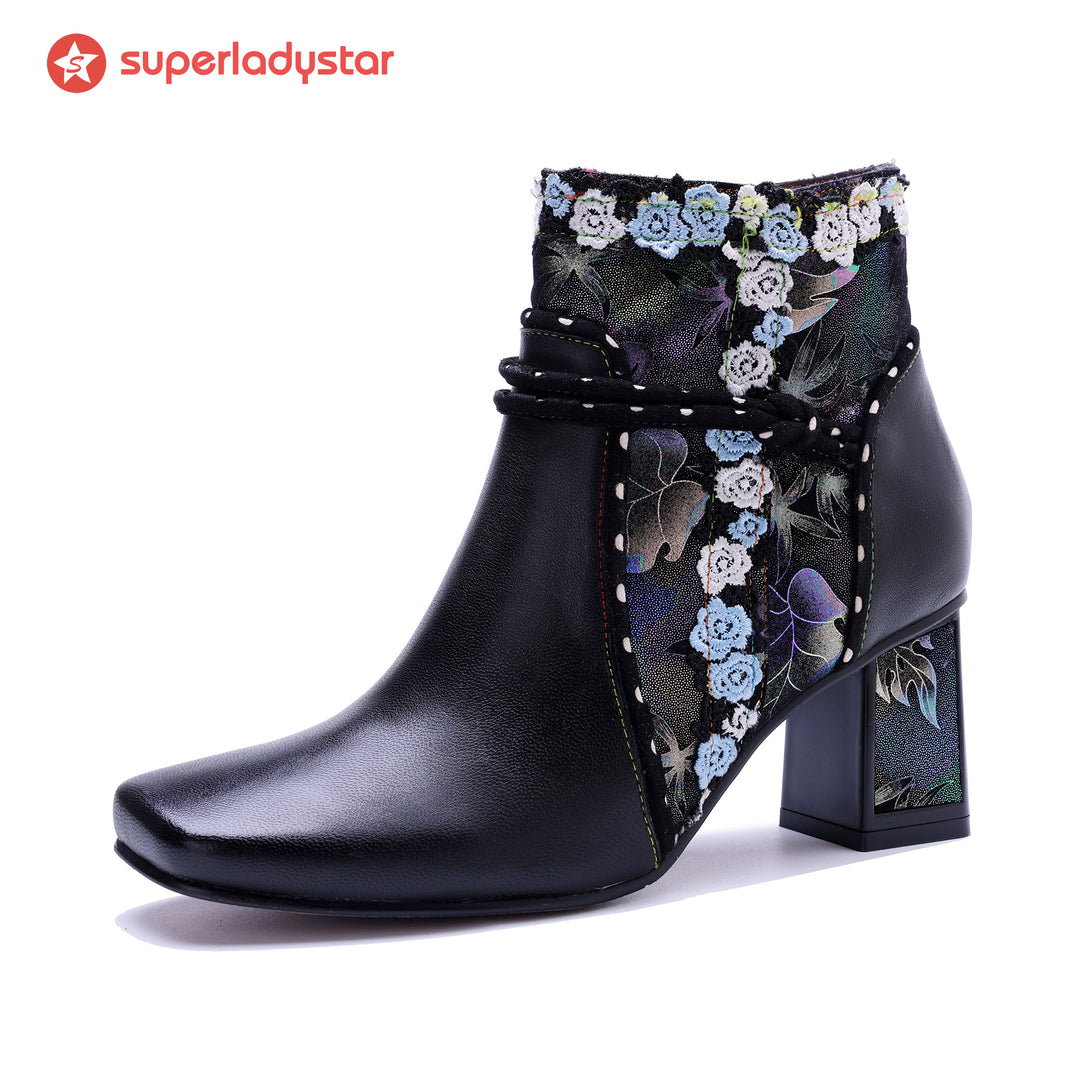 Midnight Bloom Ankle Boots