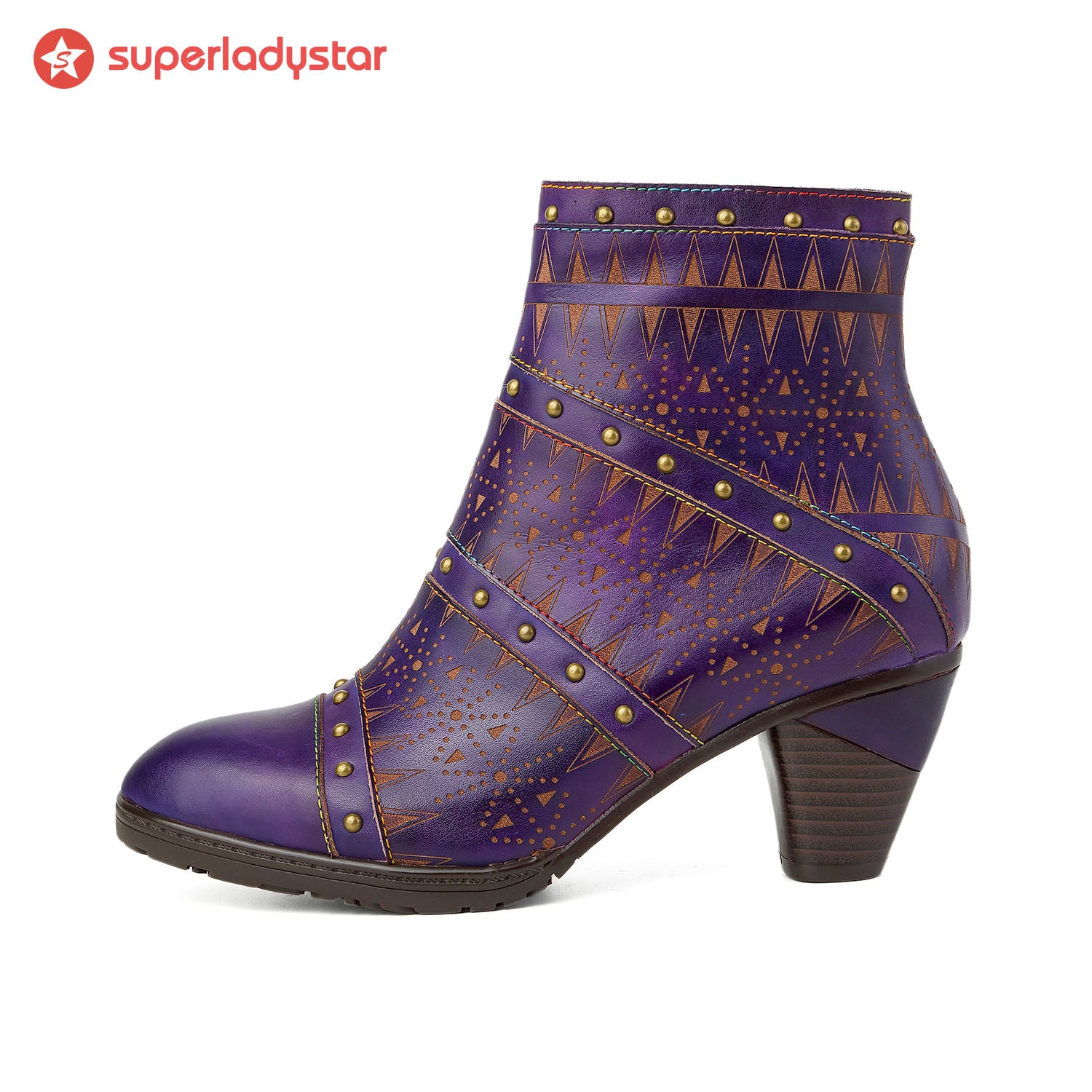 Retro Handmade Leather Rivet Ankle Boots