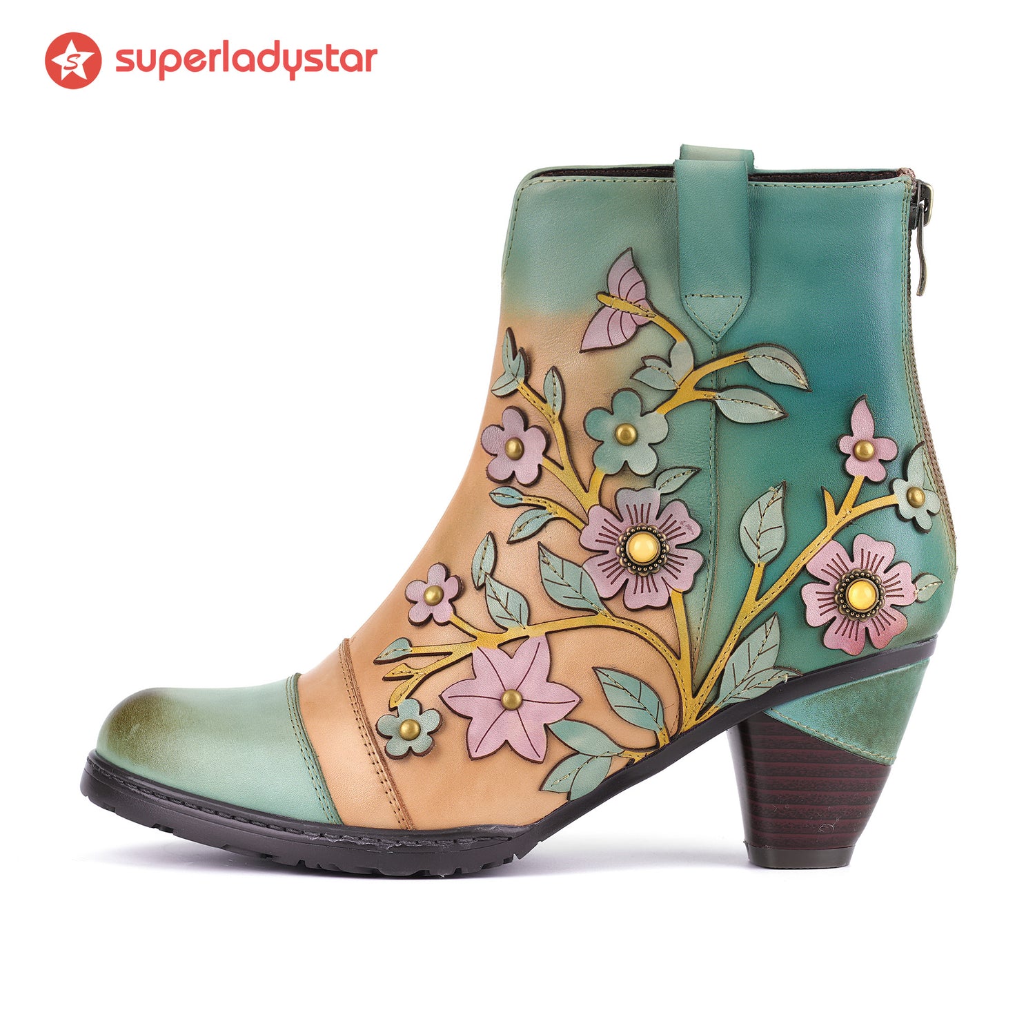 Grace Blossom Pink Ankle Boots