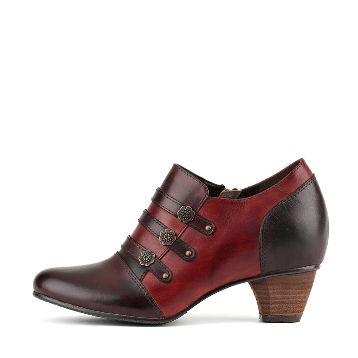 Vintage zweifarbige florale Lederpumps