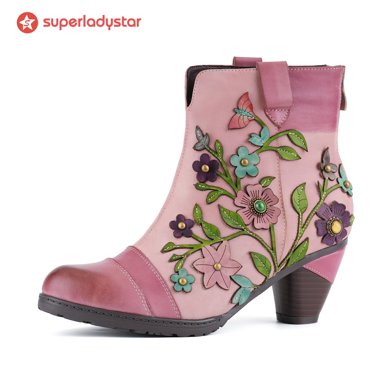 Grace Blossom Pink Ankle Boots(Pre-order)