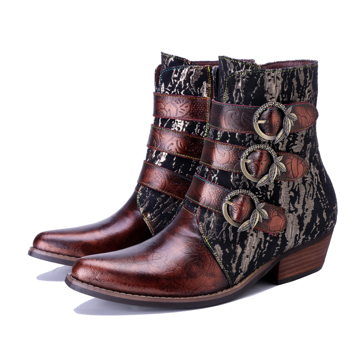 Stivali alla caviglia ribelle a tre cinghiali