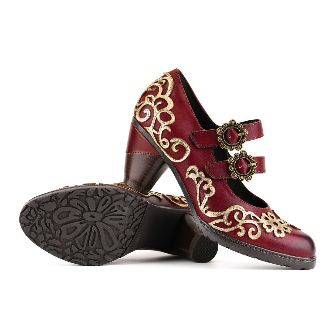 Vintage Burgundy Mary Jane Pumps