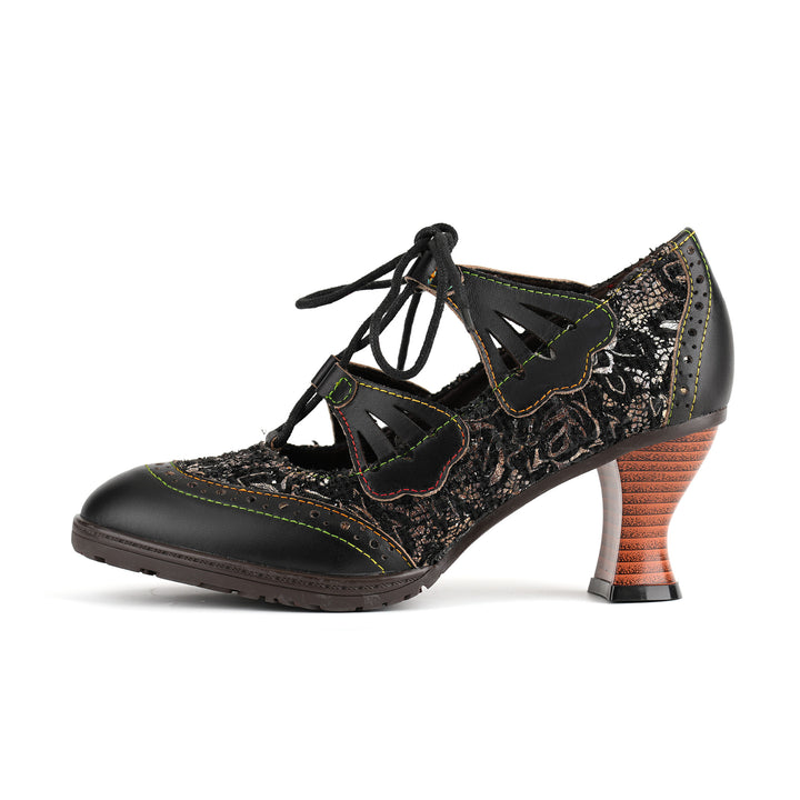 Vintage Charm Lace-Up Pumps