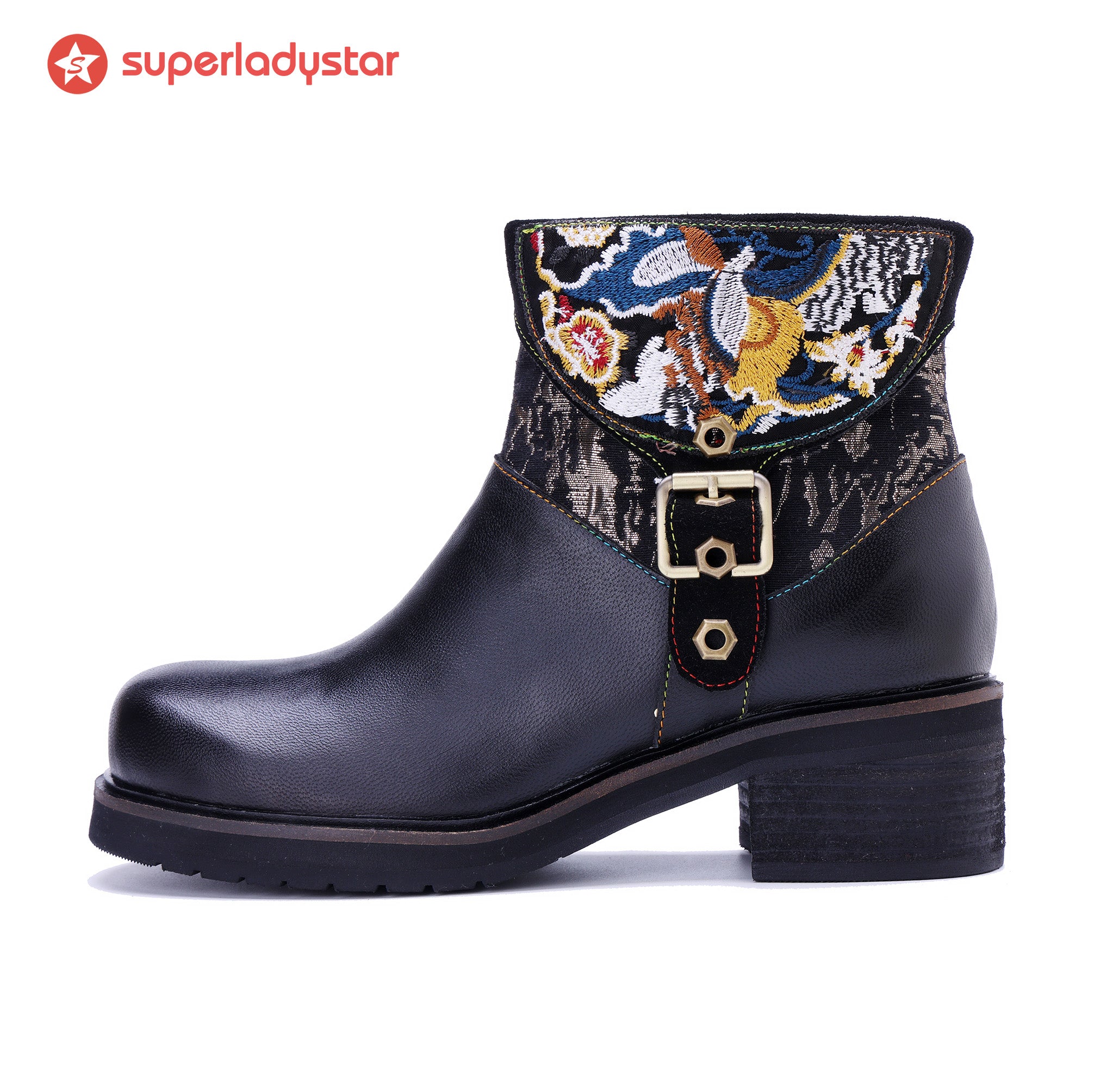 Embroidered Elegance Ankle Boots