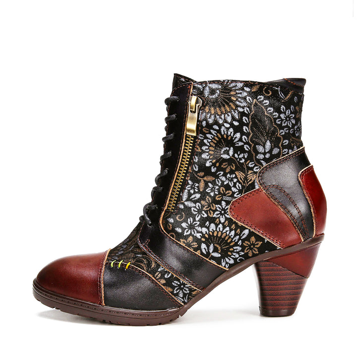 Retro Handmade Leather Patchwork Ankle Boots