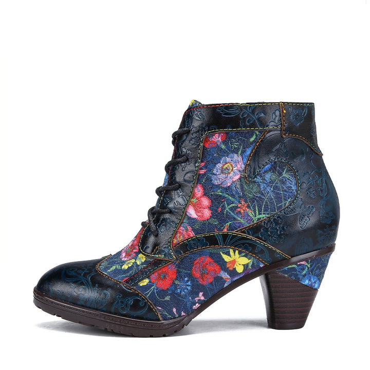 Retro Handmade Leather Patchwork Ankle Boots