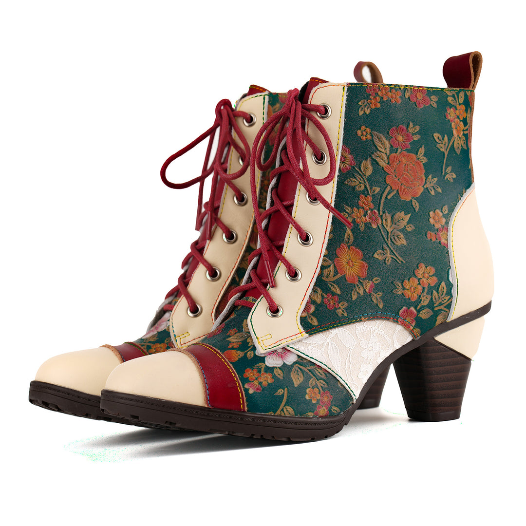 Autumn Garden Floral Ankle Boots