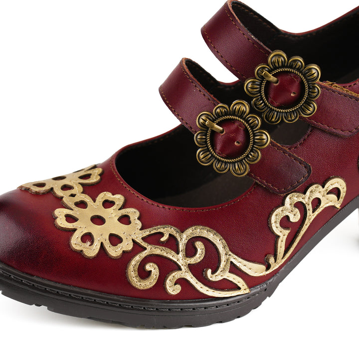 Vintage Burgundy Mary Jane Pumps