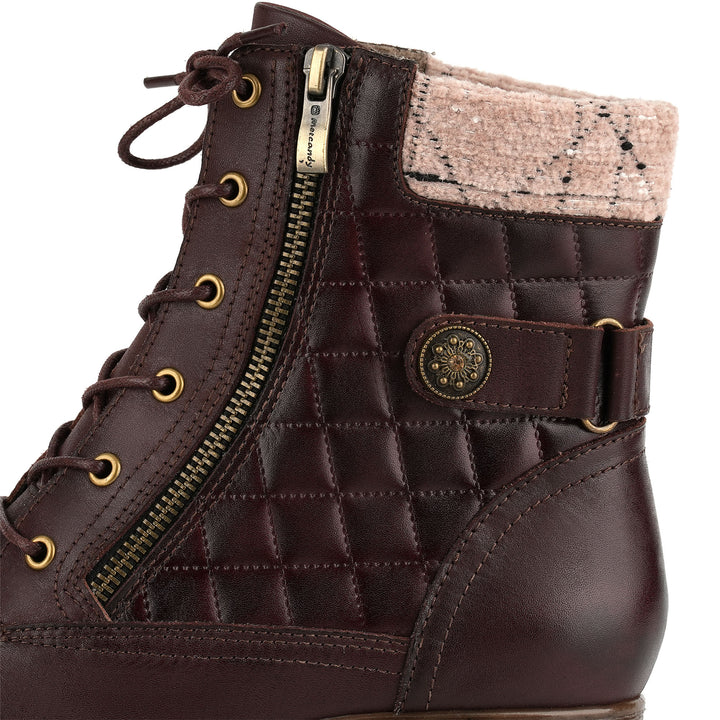 Vintage Burgundy Quilted Ankle Boots