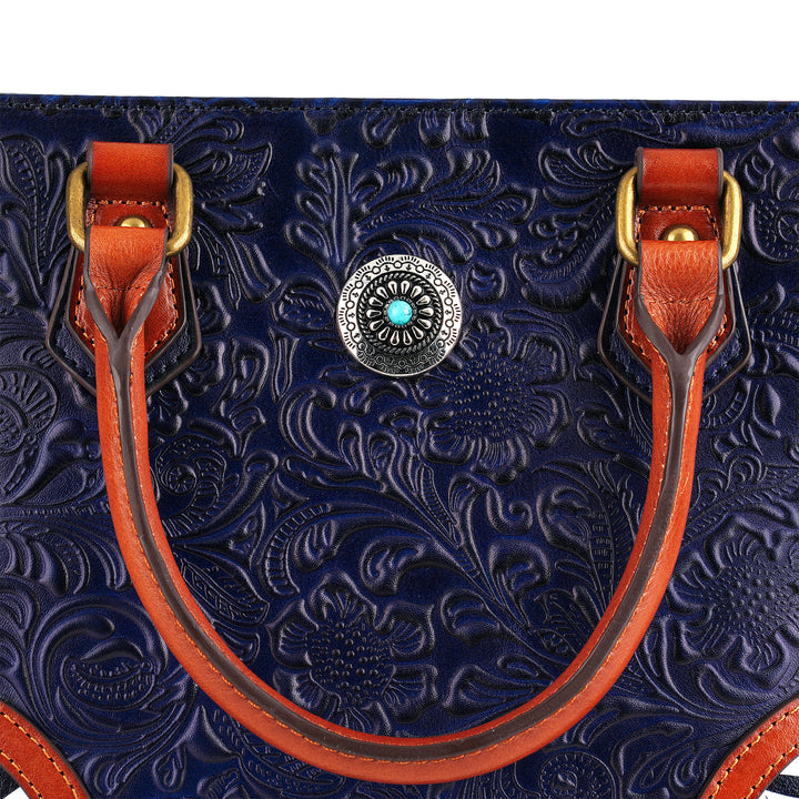 Vintage Handmade Embossed Leather Handbag
