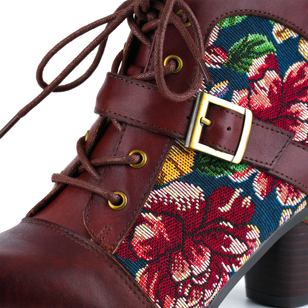 Bottines vintage à boucle florale