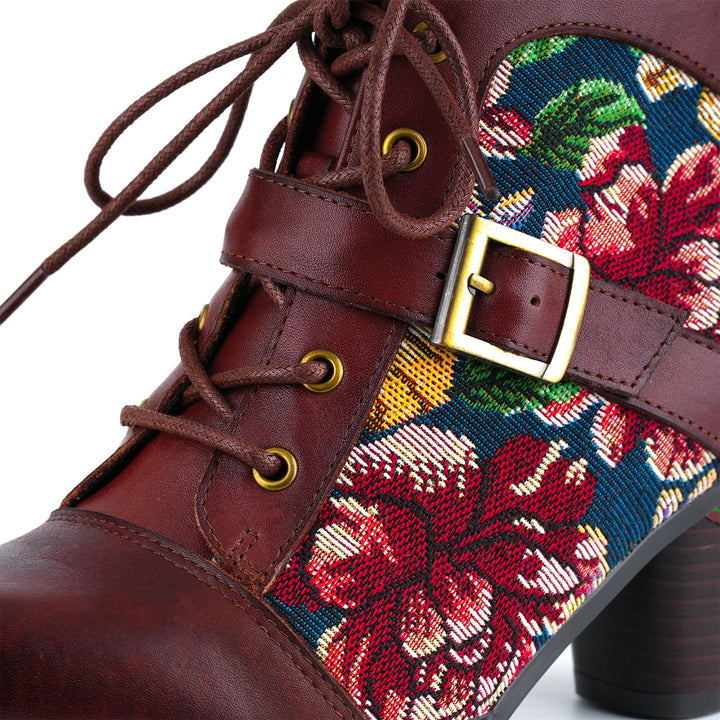 Bottines vintage à boucle florale