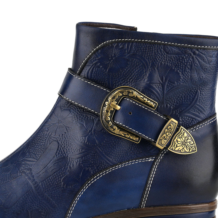 Vintage Handmade Embossed Dragonfly Ankle Boots