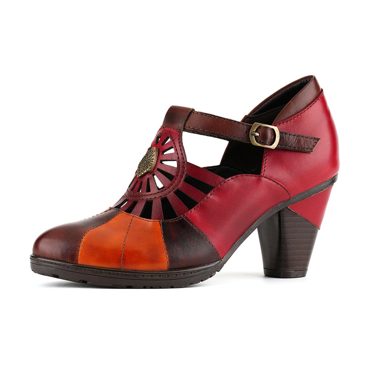 Vintage Leather Grace T-Strap Pumps
