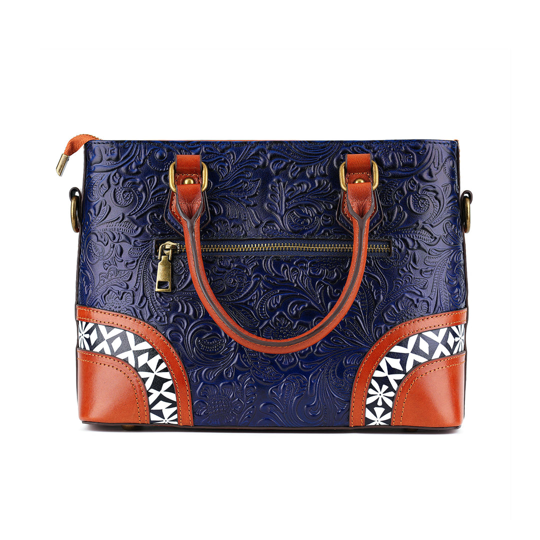 Vintage Handmade Embossed Leather Handbag