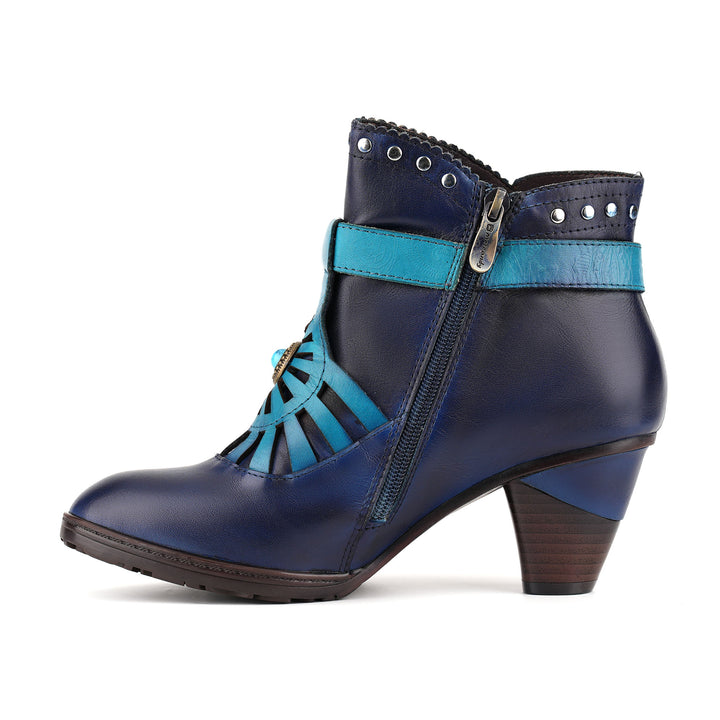 Western Turquoise Buckle Ankle Boots