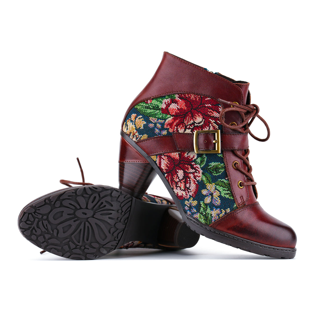 Bottines vintage à boucle florale