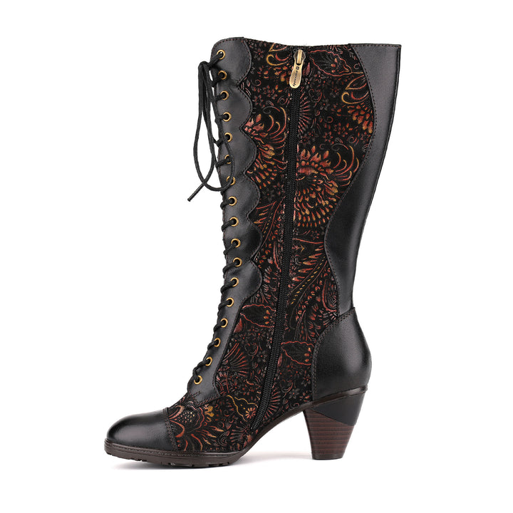 Vintage Floral Victorian Lace-Up Boots