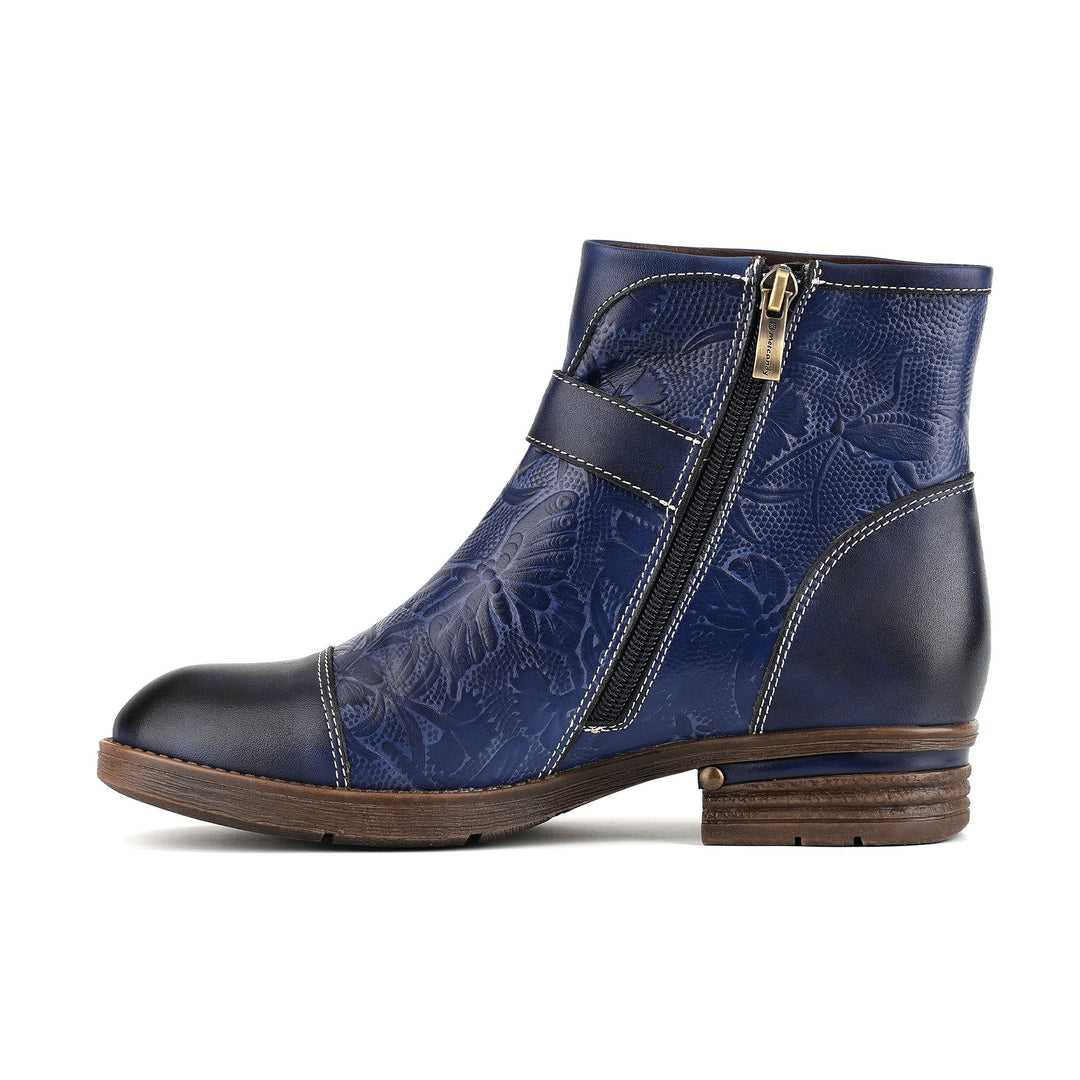 Vintage Handmade Embossed Dragonfly Ankle Boots