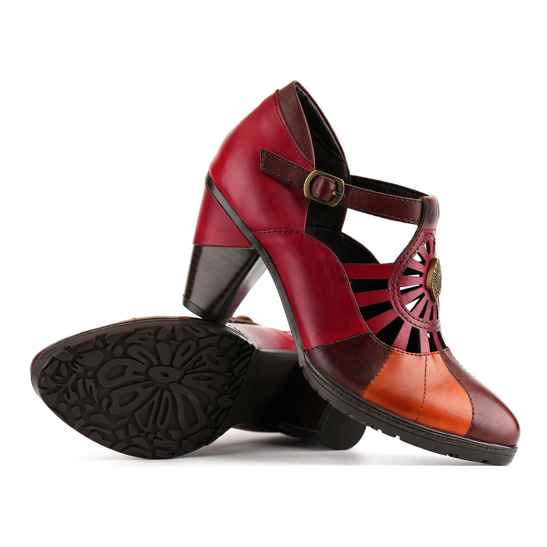 Vintage Leather Grace T-Strap Pumps