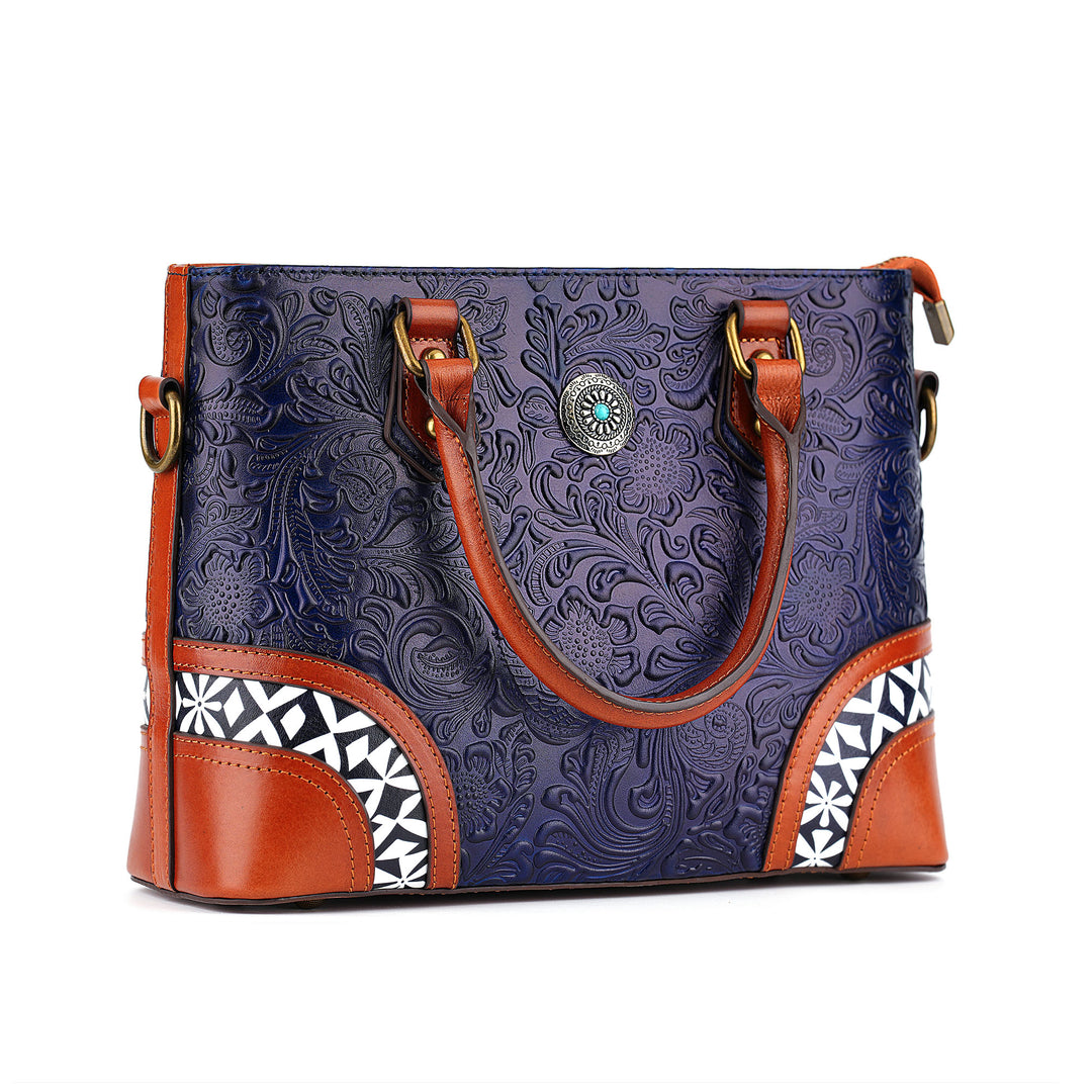 Vintage Handmade Embossed Leather Handbag