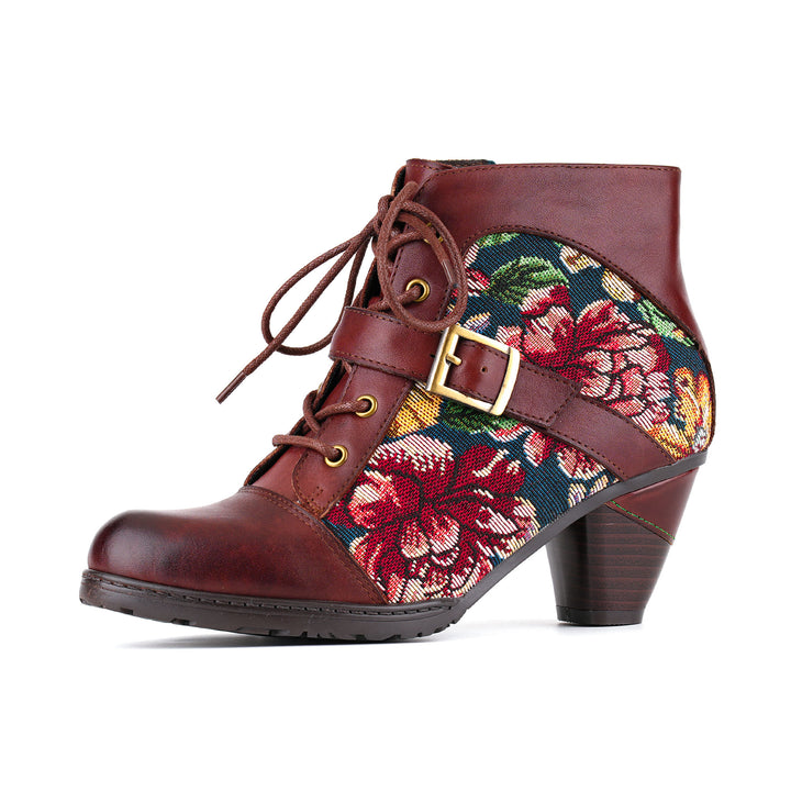 Bottines vintage à boucle florale