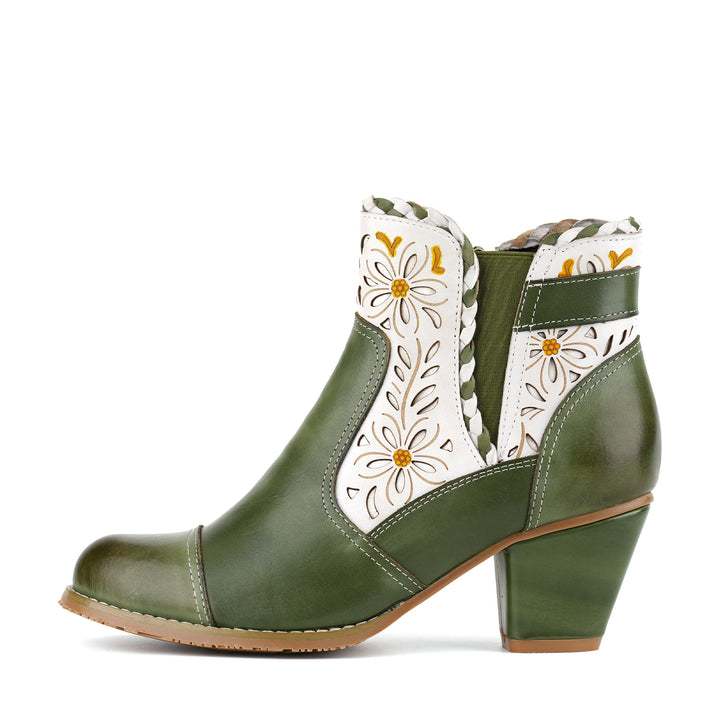 Vintage Handmade Leather Daisy Ankle Boots