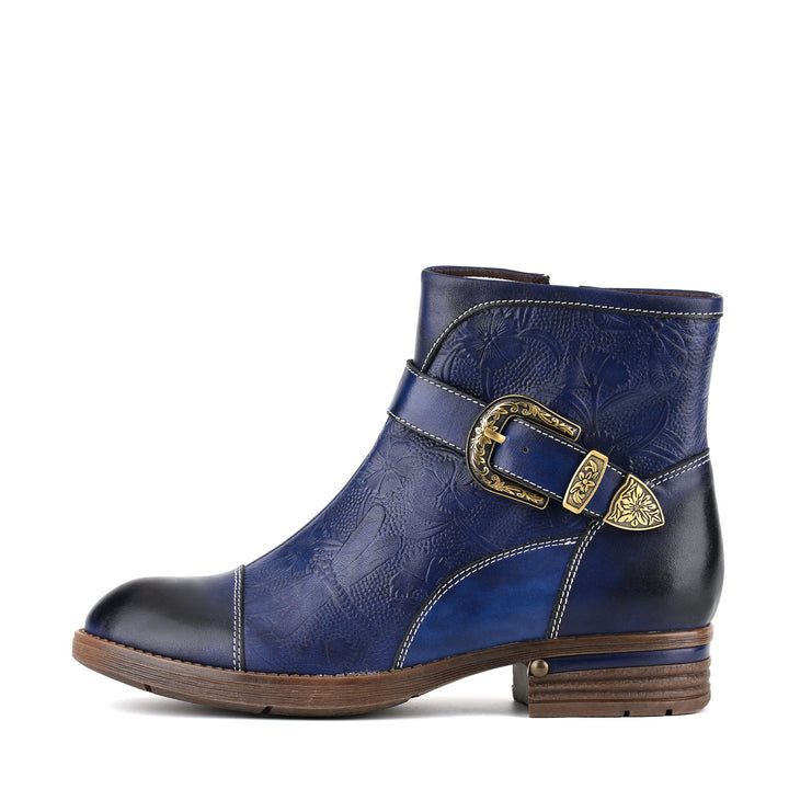 Vintage Handmade Embossed Dragonfly Ankle Boots
