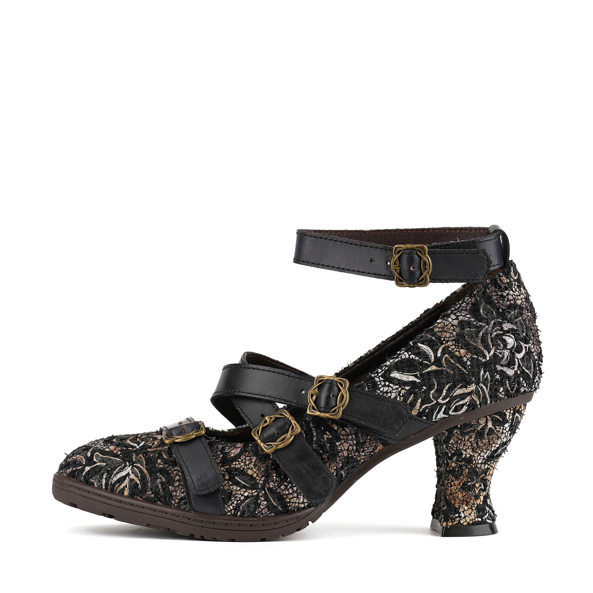 Vintage Lace Buckle Heeled Pumps – superladystar