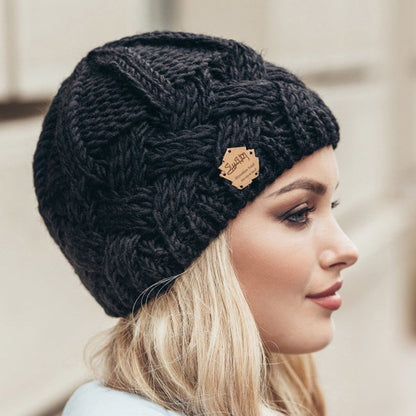 Vintage Diamond-Pattern Chunky Knit Fall/Winter Hat