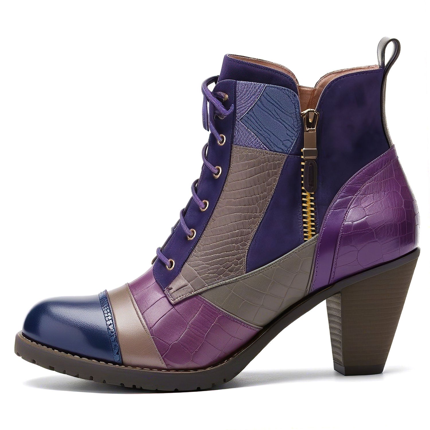 Urban Mosaic Patchwork Ankle Boots(Pre-order)