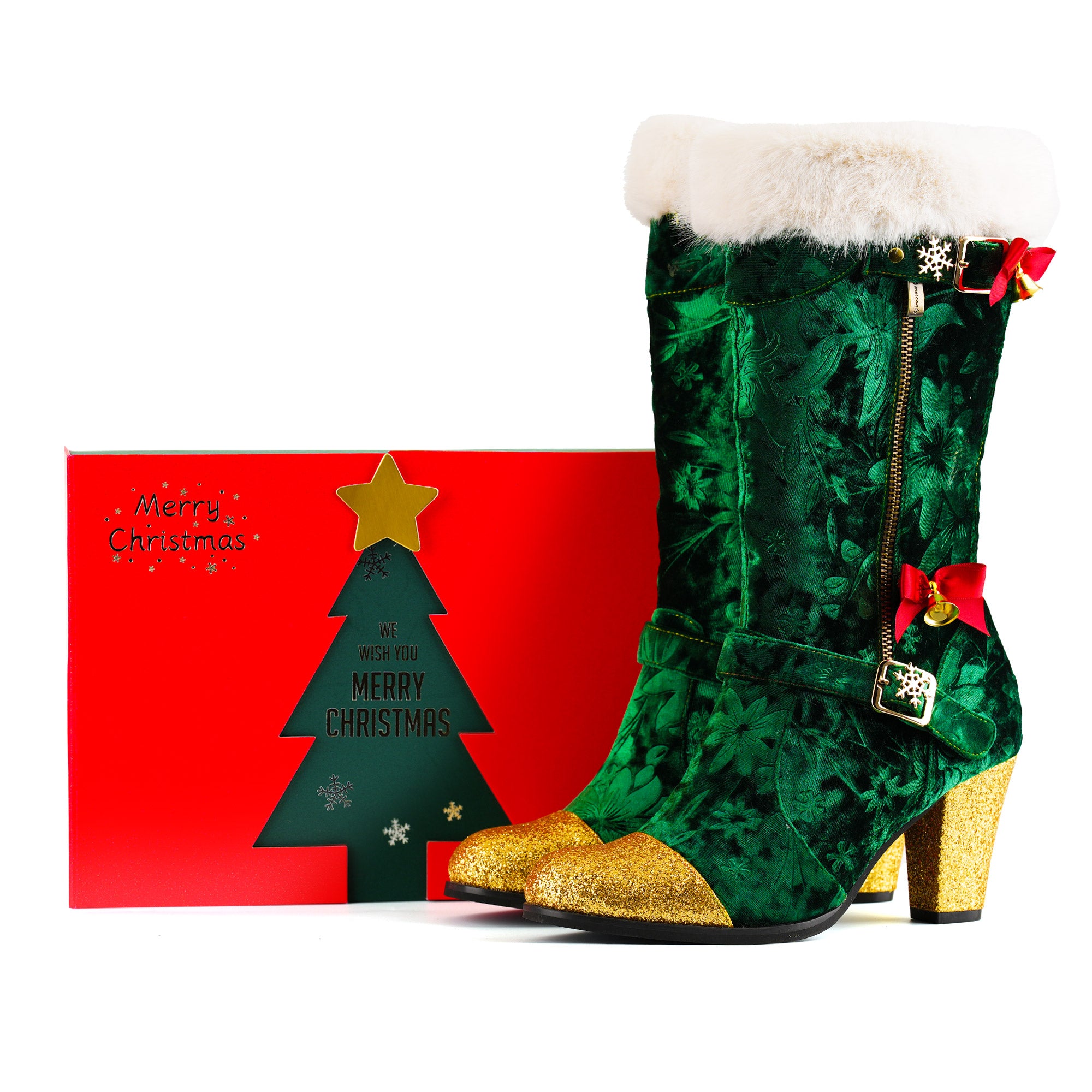 Christmas Charm Velvet Boots
