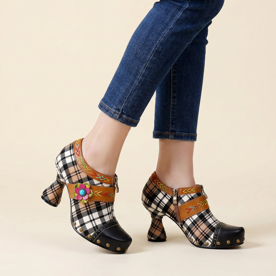 Vintage Plaid Blossom Pumps