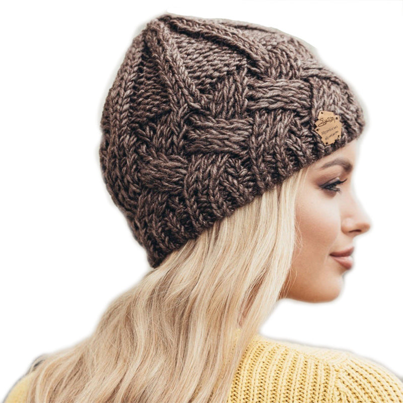 Vintage Diamond-Pattern Chunky Knit Fall/Winter Hat