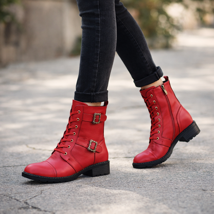 Timeless Grace Floral Lace-Up Flat Ankle Boots