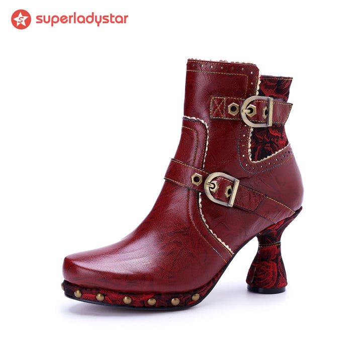 Retro Handmade Pure Color Fashionable Ankle Boots